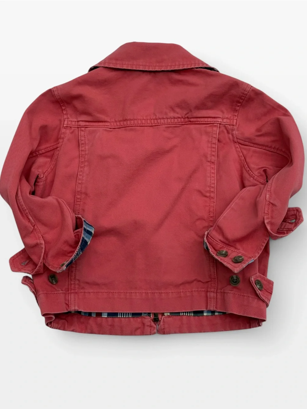 Polo Ralph Lauren Coral Red Chino Zip Jacket Toddler 2T Madras Plaid Lining